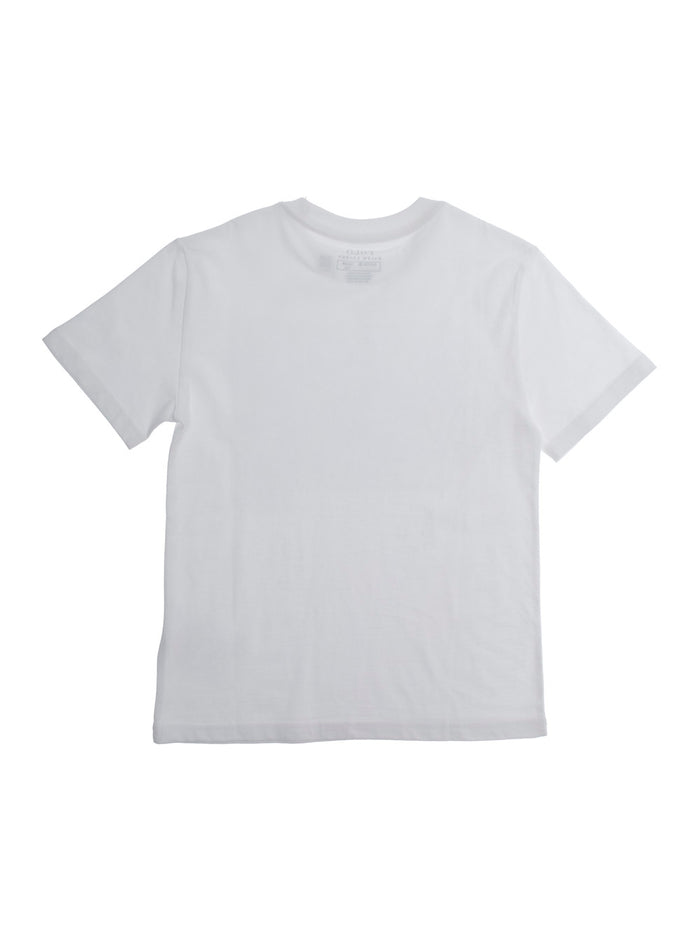 White Crewneck T-Shirt with Print on the Front in Cotton Boy Tshirts And Polo Shirts
