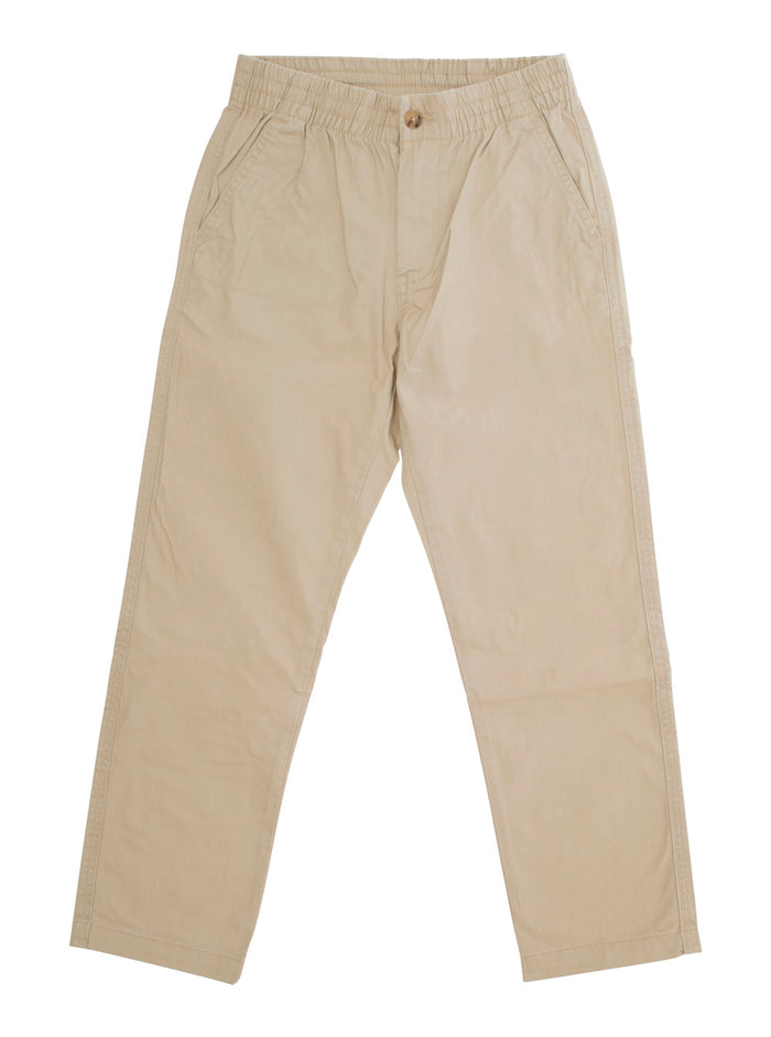 Beige Trousers With Elasticated Waist And Logo On Back Cotton Baby