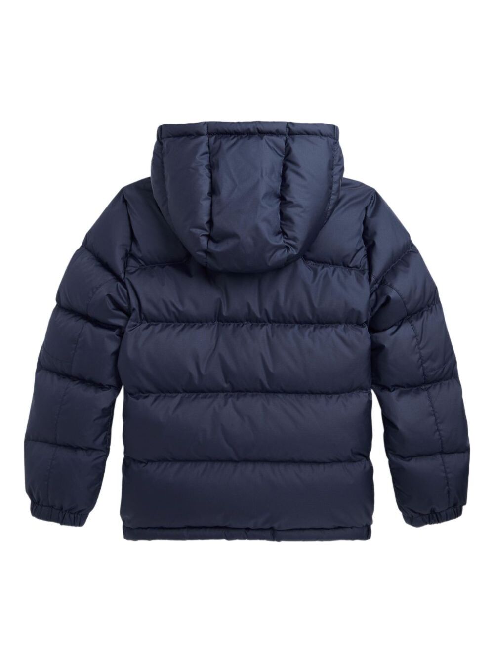 Blue Down Jacket With Fixed Hood And Pony Logo On The Front Tech Fabric Boy Blu Polyester