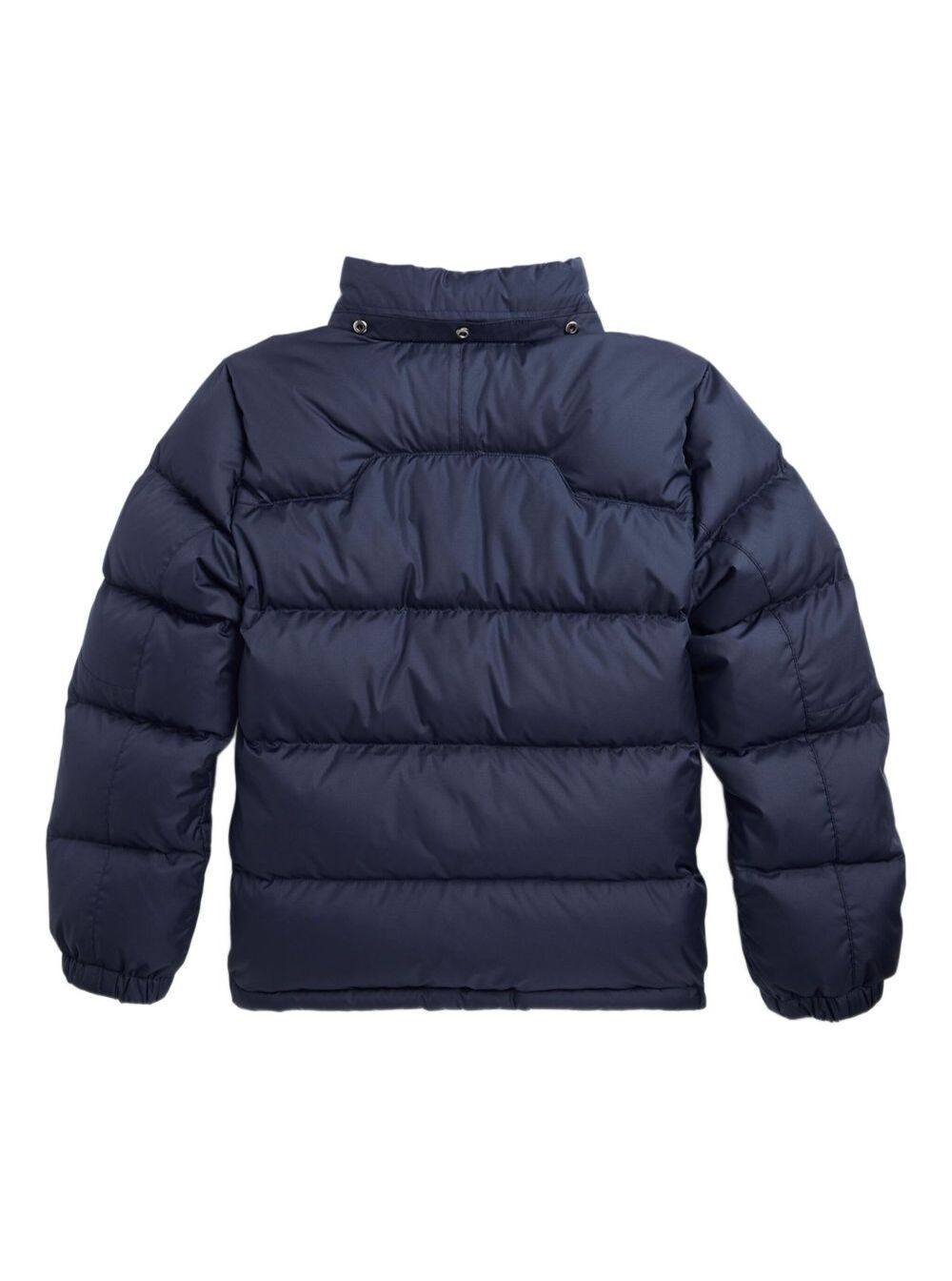Blue Down Jacket With Fixed Hood And Pony Logo On The Front Tech Fabric Boy Blu Polyester
