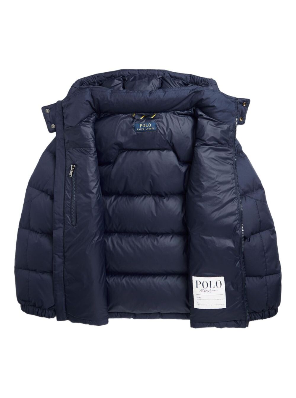 Blue Down Jacket With Fixed Hood And Pony Logo On The Front Tech Fabric Boy Blu Polyester