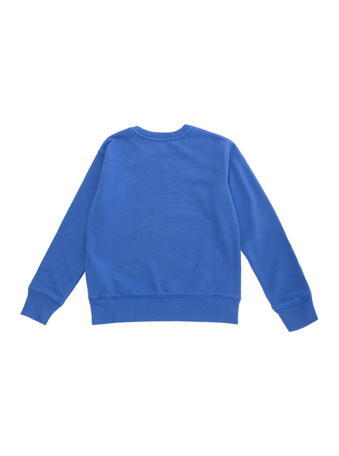 Blue Sweatshirt with Pony Embroidery on the Front in Cotton Boy Blu Polyester Sweatshirts