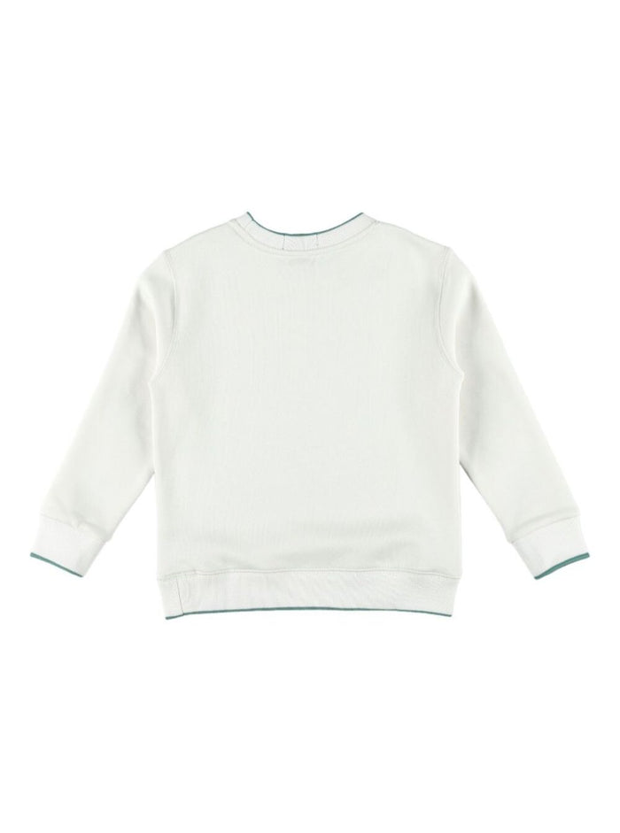 White Sweatshirt With Polo Bear Print On The Front Cotton Boy Polyester Sweatshirts
