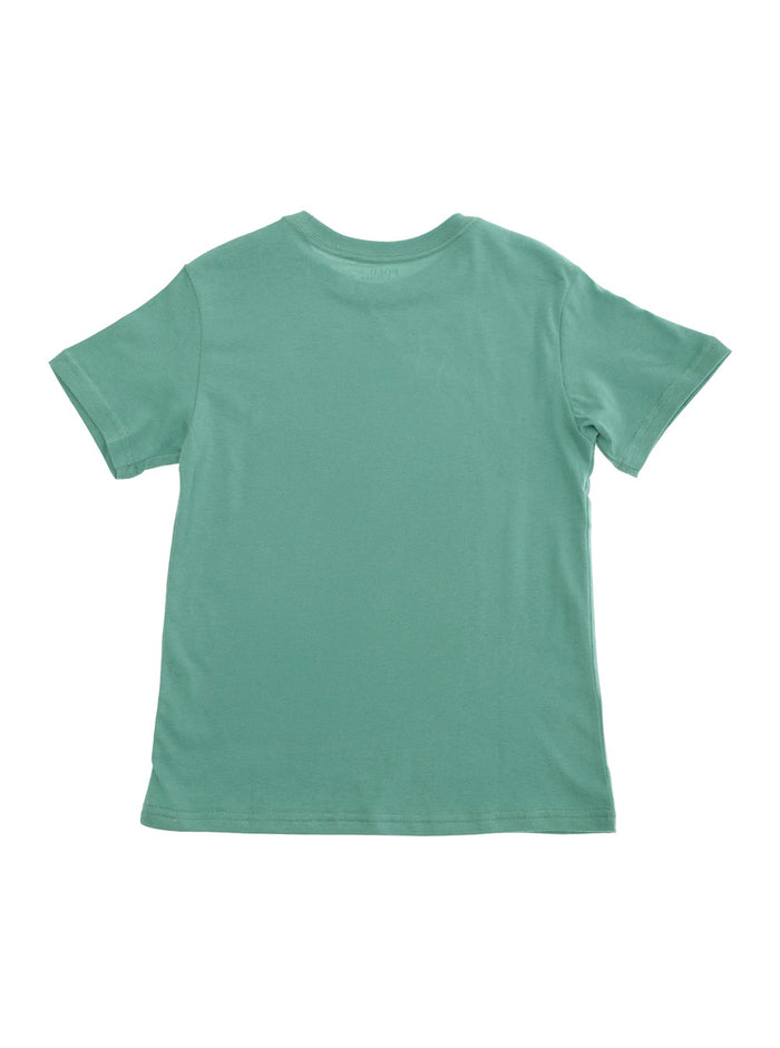 Green Crewneck T-Shirt With Maxi Logo Print On The Front Cotton Boy Tshirts And Polo Shirts