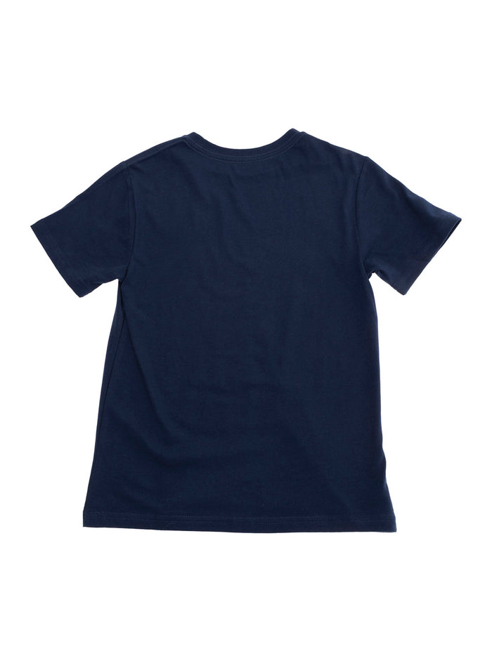 Blue Crewneck T-Shirt With Maxi Logo Print On The Front Cotton Boy Blu Tshirts And Polo Shirts