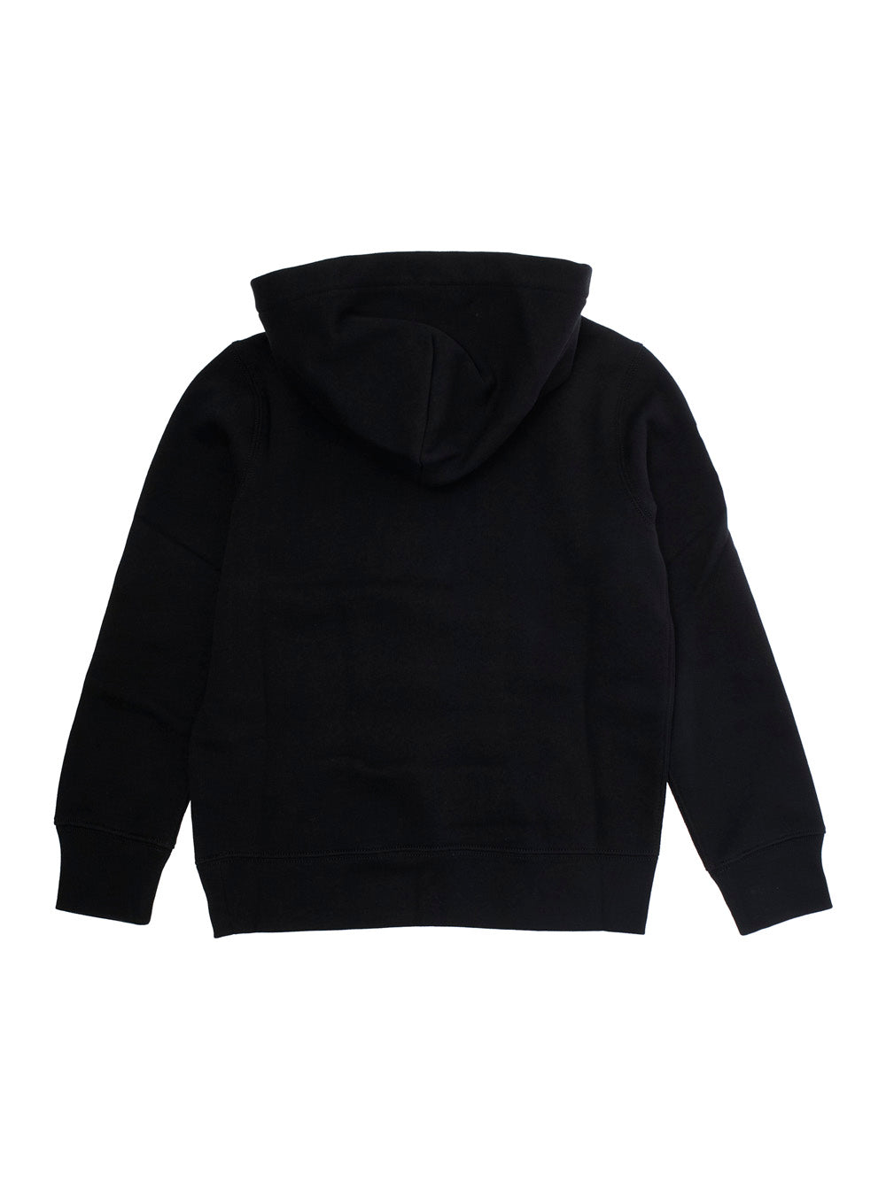 Black Hoodie with Pony on the Front and Numerical Detail Sleeve in Cotton Blend Boy Polyester Sweatshirts