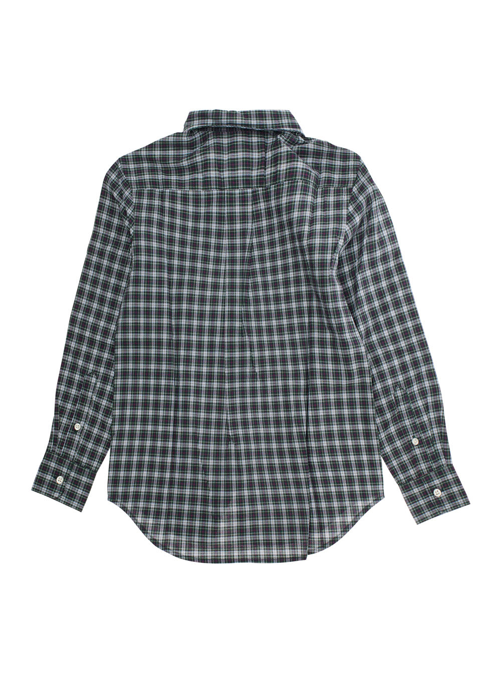 Green Shirt with Pony Embroidery on the Front and All-Over Check Motif in Cotton Boy Blouses