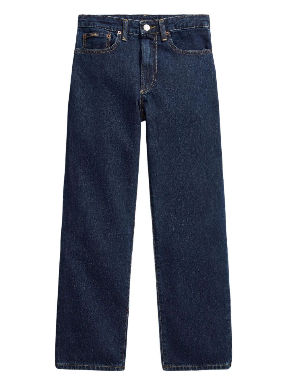 WOVEN-STRAIGHT-PANTS Blu Cotton Trousers