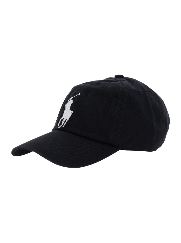 Black Baseball Cap with Maxi Pony on the Front and Numerical Detail Side in Cotton Boy Hats Gloves