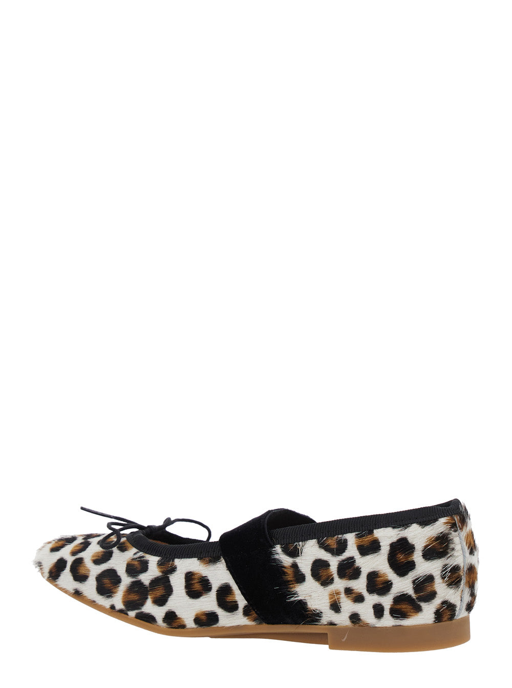 Multicolor Ballet Shoes with Adjustable Strap Closure and All-Over Leopard Motif in Fabric Girl Rubber Ballerinas