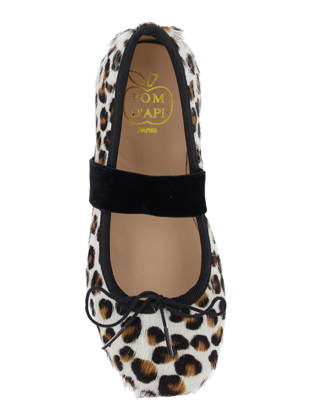 Multicolor Ballet Shoes with Adjustable Strap Closure and All-Over Leopard Motif in Fabric Girl Rubber Ballerinas