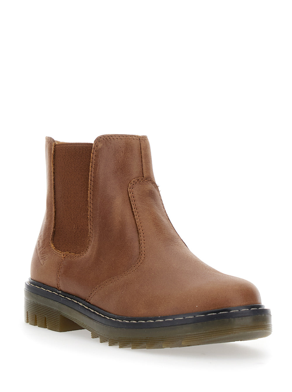 Brown Ankle Boots with Side Logo in Nubuck Leather Girl Rubber