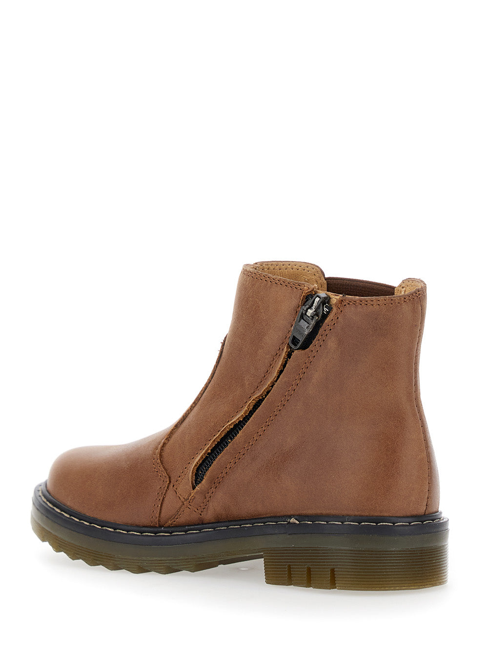 Brown Ankle Boots with Side Logo in Nubuck Leather Girl Rubber