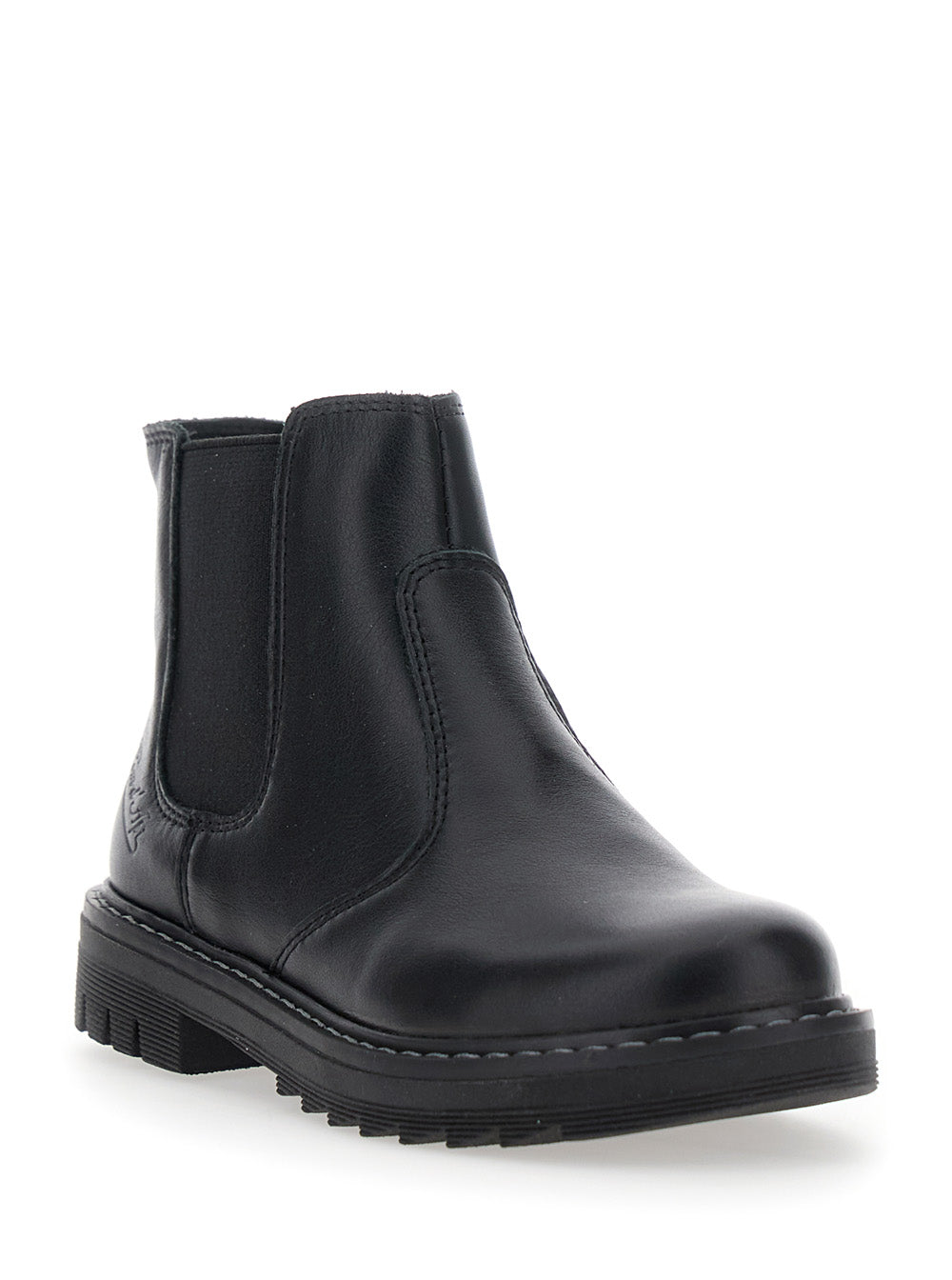 Black Ankle Boots with Side Logo in Nubuck Leather Girl Rubber
