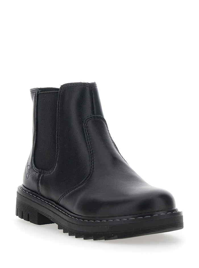 Black Ankle Boots with Side Logo in Nubuck Leather Girl Rubber