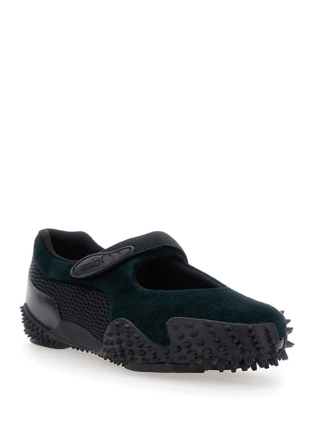 Mostro Fey Black Sneakers with Touch-Strap Closure and Rubber Sole Cleats in Suede Mesh Man