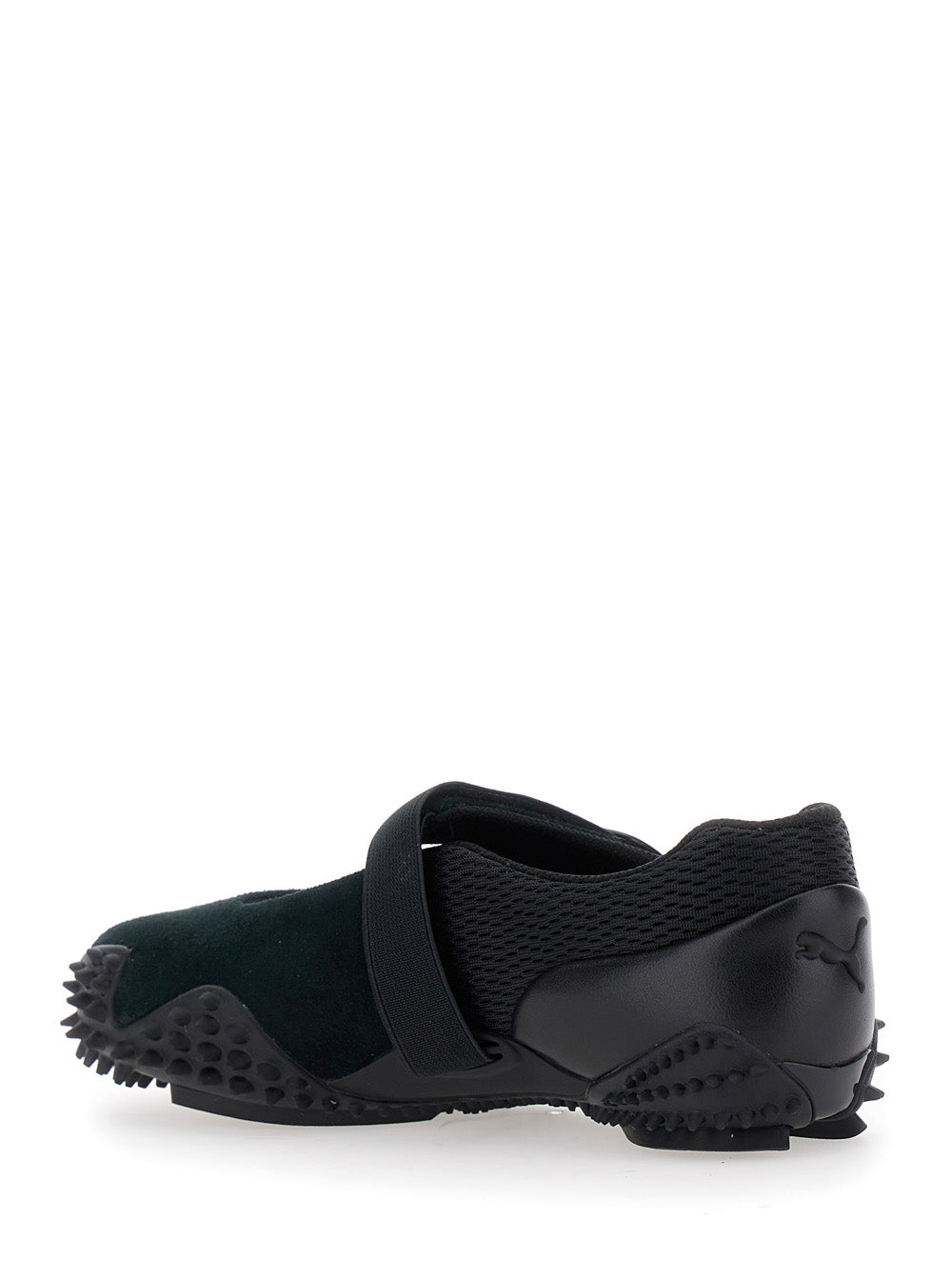 Mostro Fey Black Sneakers with Touch-Strap Closure and Rubber Sole Cleats in Suede Mesh Man