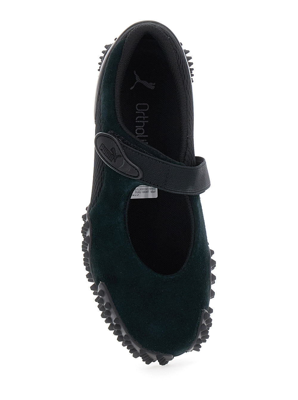 Mostro Fey Black Sneakers with Touch-Strap Closure and Rubber Sole Cleats in Suede Mesh Man