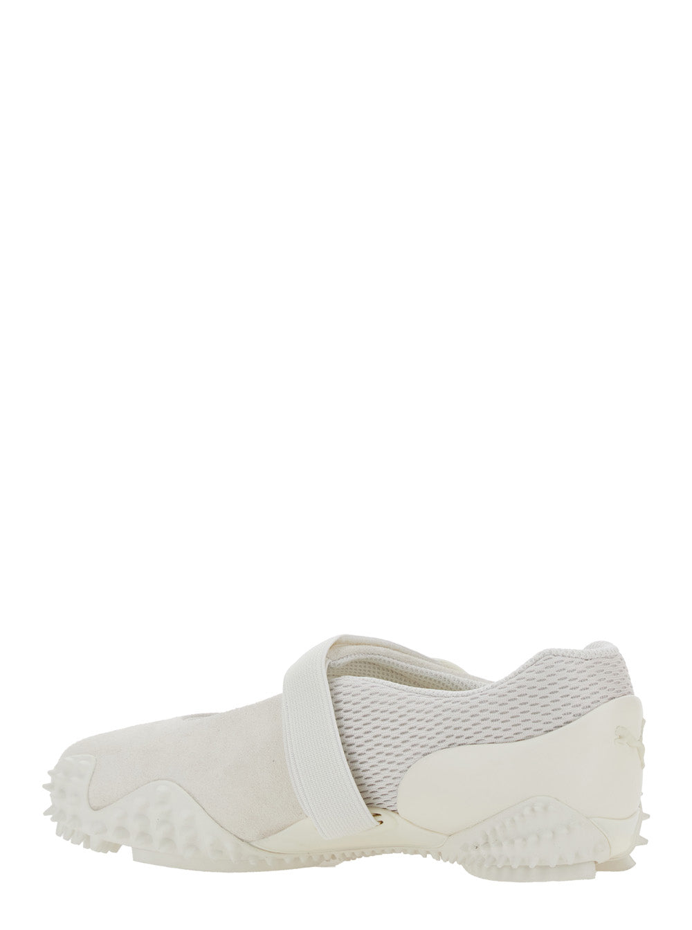 Mostro Fey White Sneakers with Touch-Strap Closure and Rubber Sole Cleats in Suede Mesh Man