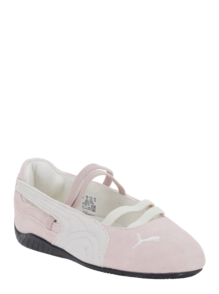 Speedcat Ballet Pink Sneaker with Embroidered Logo on the Front and Elastic Band in Suede Woman Ballerinas
