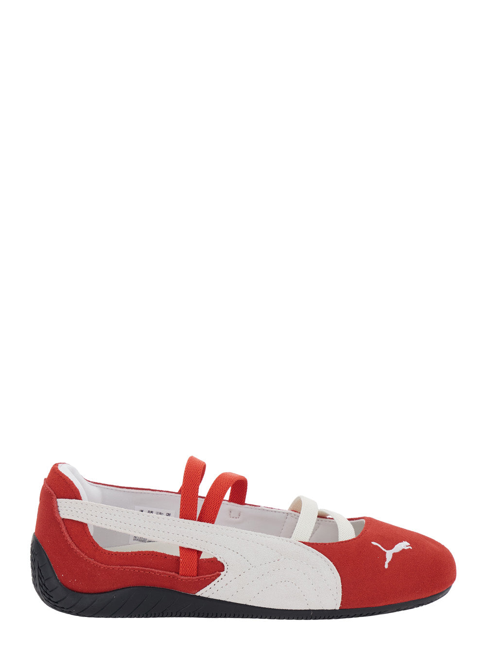 Speedcat Ballet Red Sneaker with Embroidered Logo on the Front and Elastic Band in Suede Woman Calf Fabric Ballerinas
