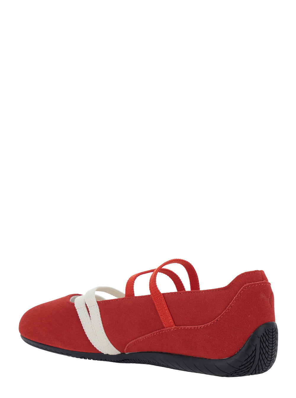 Speedcat Ballet Red Sneaker with Embroidered Logo on the Front and Elastic Band in Suede Woman Calf Fabric Ballerinas