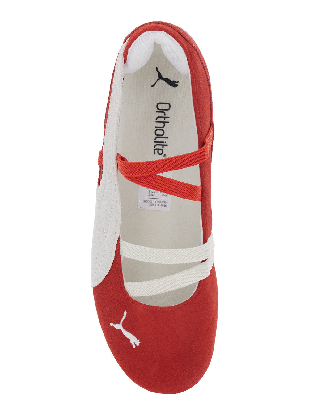 Speedcat Ballet Red Sneaker with Embroidered Logo on the Front and Elastic Band in Suede Woman Calf Fabric Ballerinas