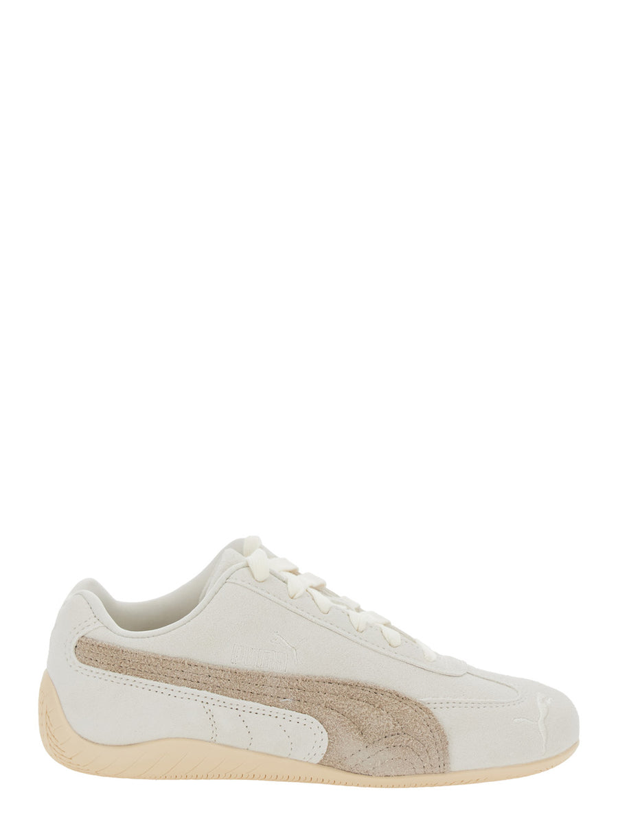 White Sneakers With Logo Print And Lettering Leather Trainers