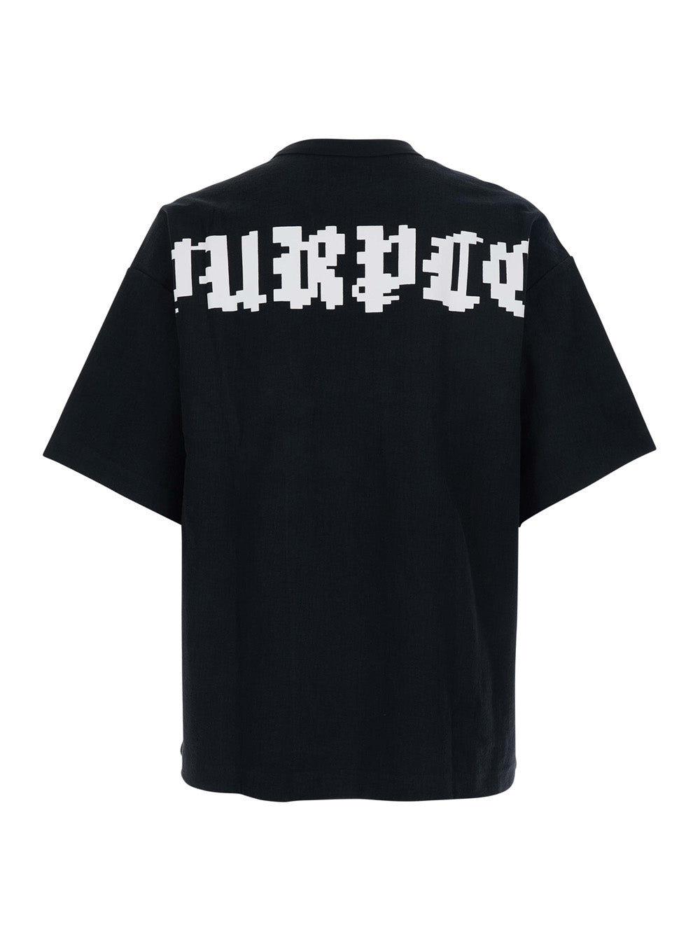 Black Crewneck T-Shirt with Logo on Front and Rear in Cotton Man Tshirts Polo Shirts