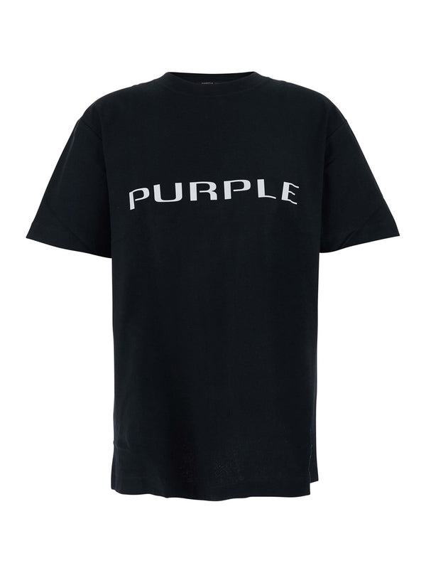 Black Crewneck T-Shirt With Logo Cotton T-shirts