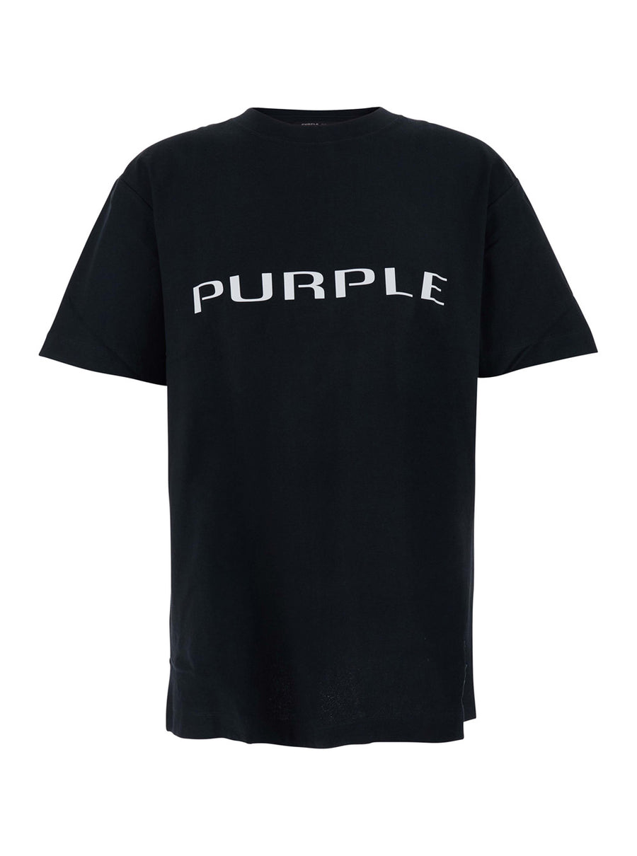 Black Crewneck T-Shirt With Logo Cotton T-shirts