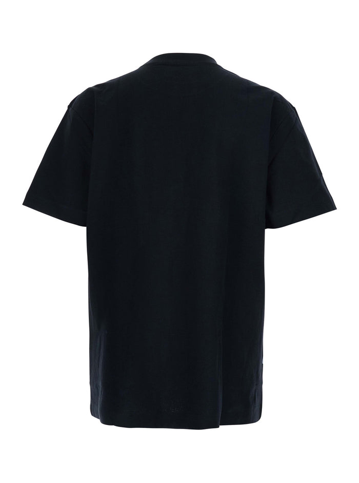 Black Crewneck T-Shirt with Logo Lettering on the Front in Cotton Man Tshirts And Polo Shirts