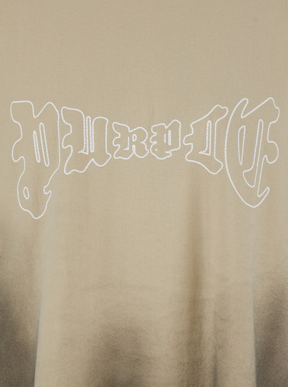Beige Crewneck T-Shirt with Logo Print on the Front and Faded Effect in Cotton Man Tshirts Polo Shirts