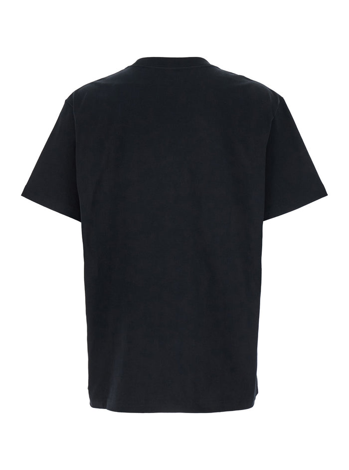 Black Crewneck T-Shirt with Logo Print on the Front in Cotton Man Tshirts And Polo Shirts