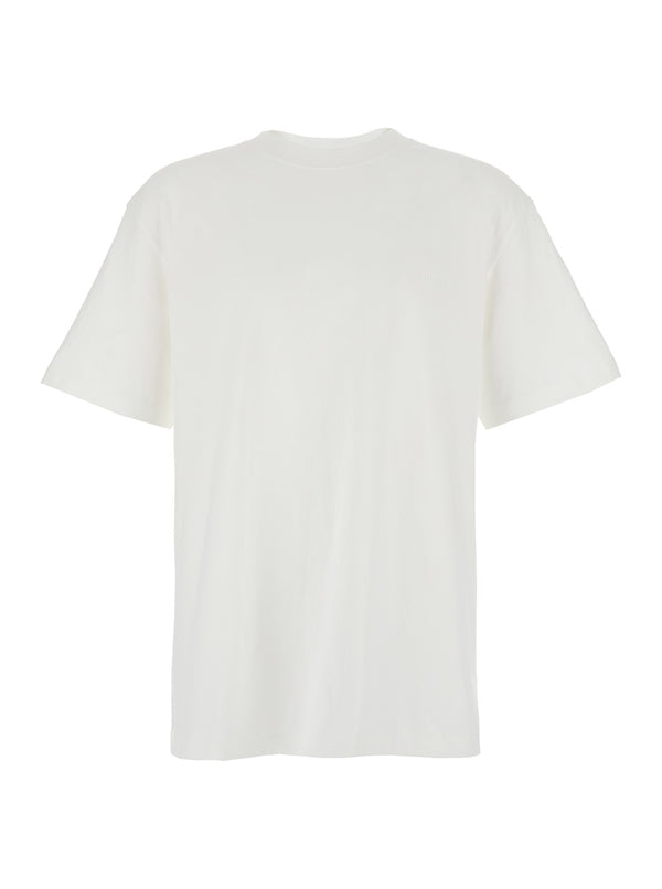 White Crewneck T-Shirt With Dropped Shoulders Cotton T-shirts