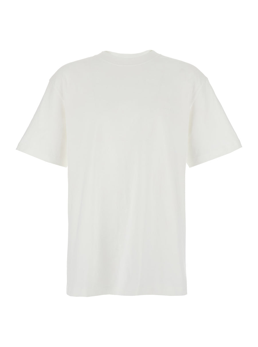 White Crewneck T-Shirt With Dropped Shoulders Cotton T-shirts
