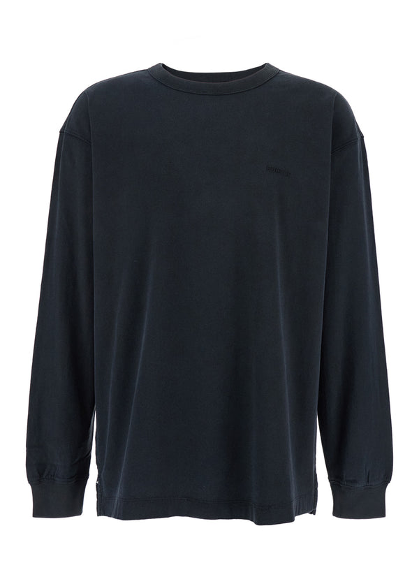 Black Crewneck Long Sleeve T-Shirt Cotton