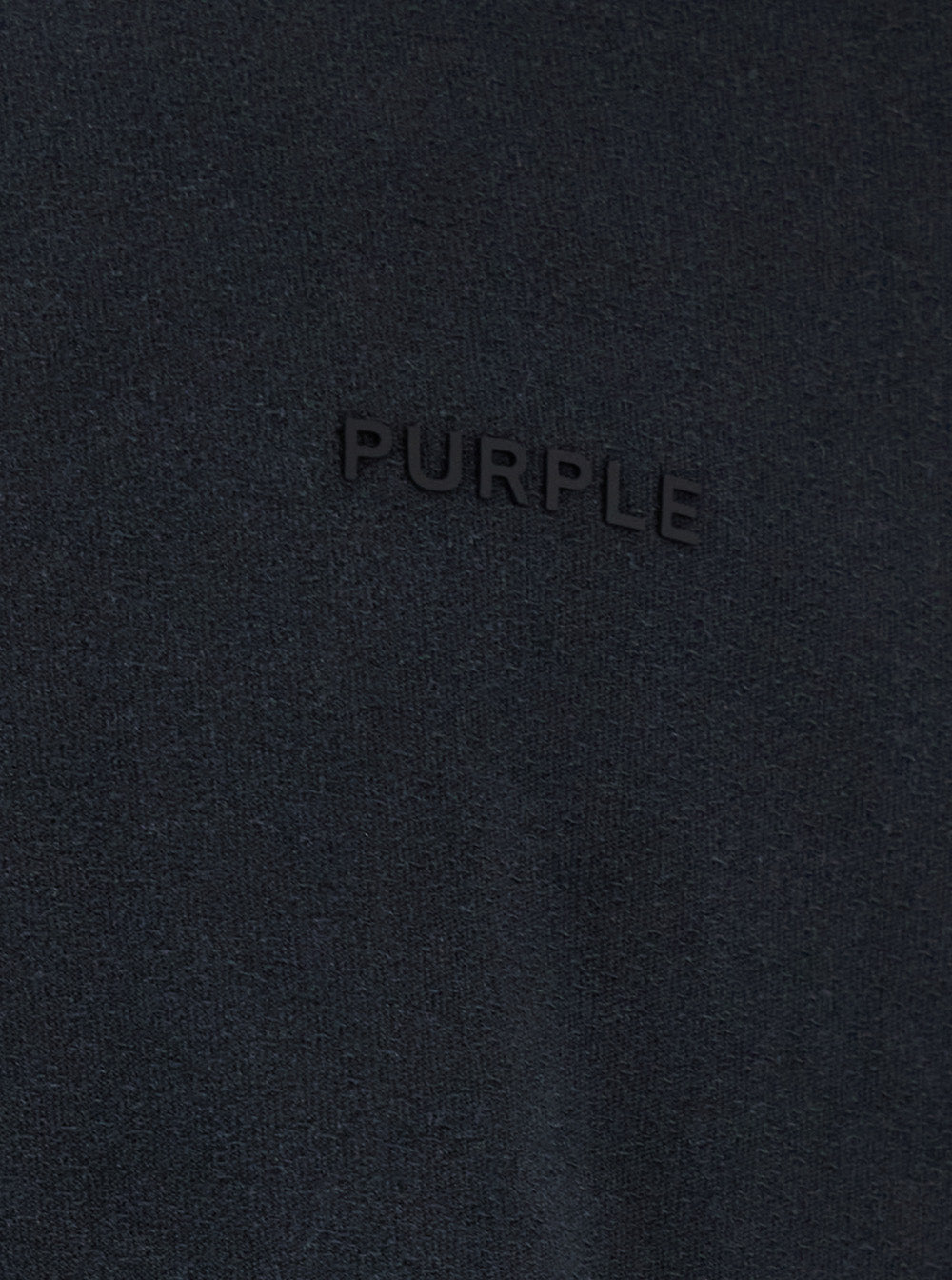 Black Crewneck T-Shirt with Long Sleeves and Tonal Logo Lettering Embroidery on the Front in Cotton Man Jersey