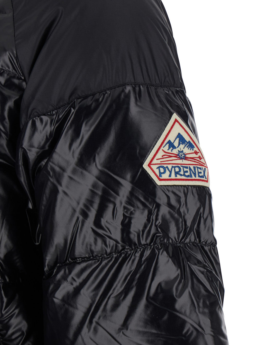 Sten Black Down Jacket with Drawstring Hood and Logo Patch on the Sleeve in Tech Fabric Unisex Polyamide
