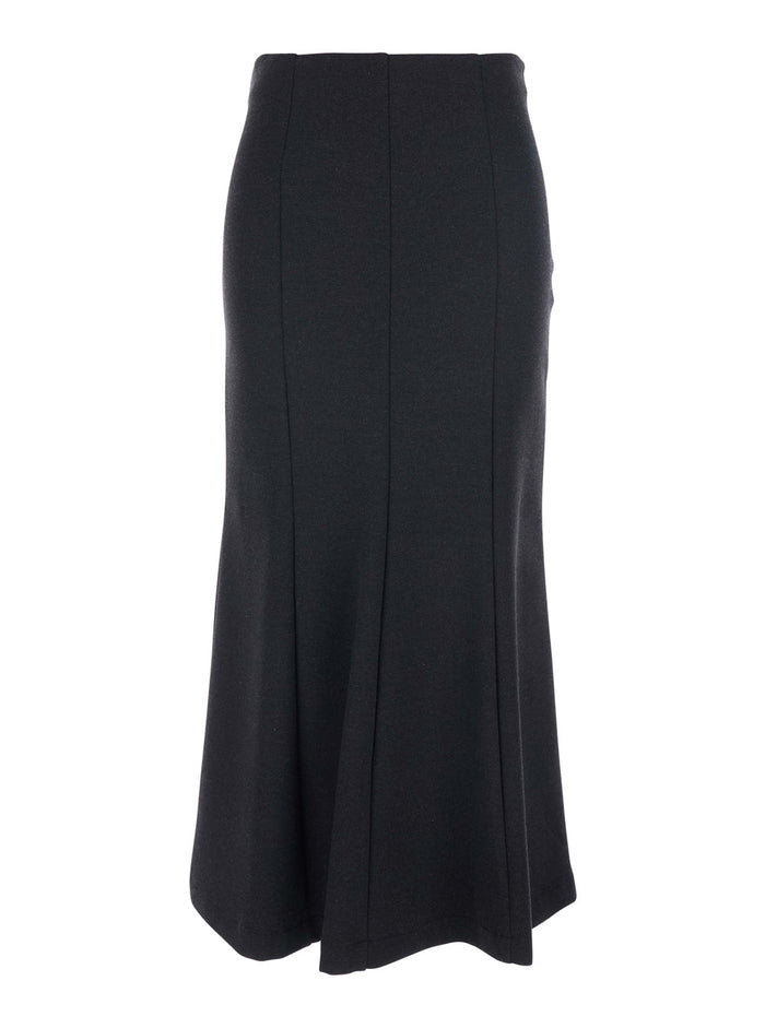 Grey Long Skirt With Pleated Details And Side Concealed Zip Closure Viscose Blend Stretch Woman