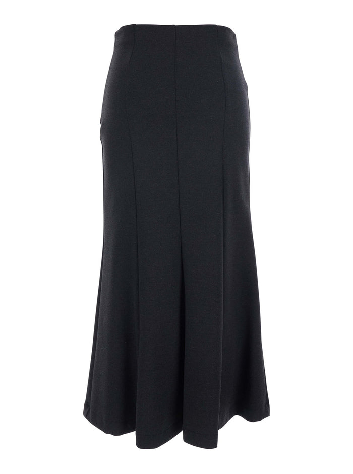 Grey Long Skirt With Pleated Details And Side Concealed Zip Closure Viscose Blend Stretch Woman