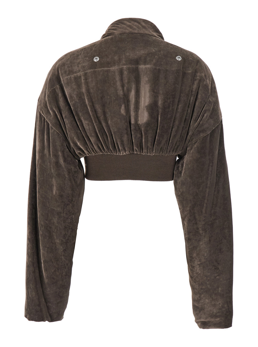 Hollywood Cropped Jacket with Front Zip Closure in Viscose Blend Woman Brown Silk Outerwear