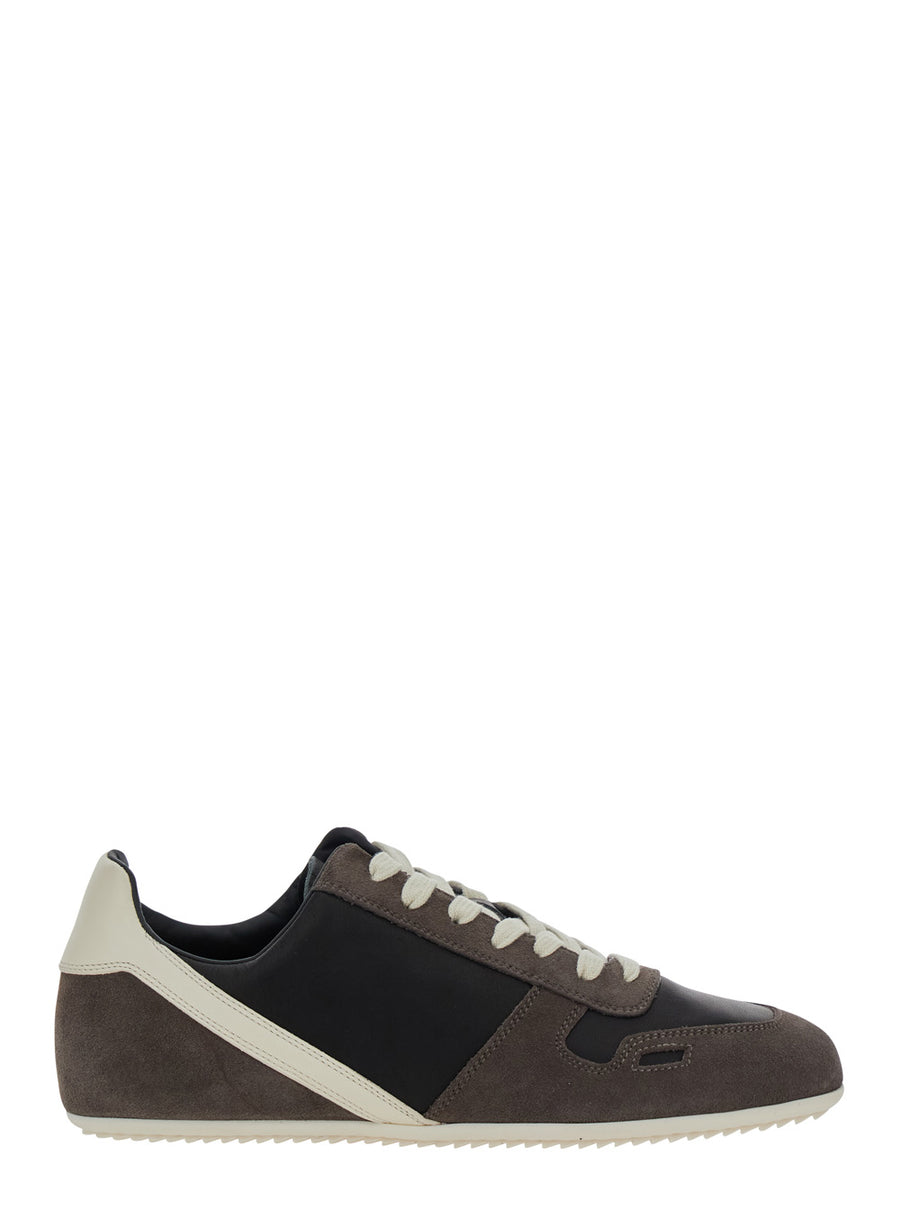 Black Low-Top Sneakers With Suede Inserts Calf Trainers