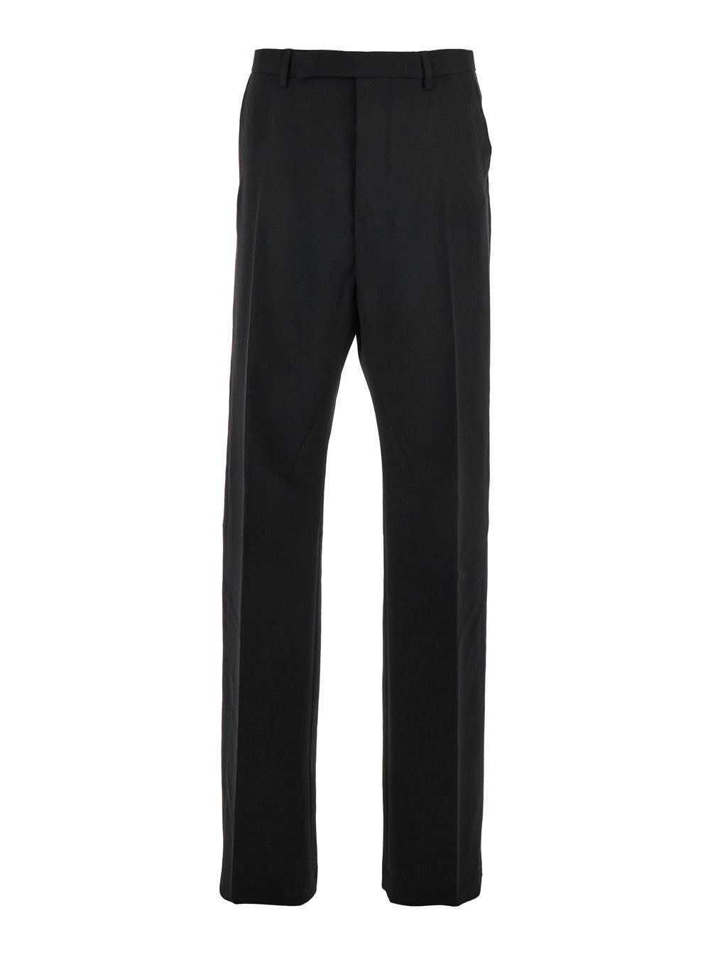 Geth Black Tailored Trousers With Belt Loops Wool Man