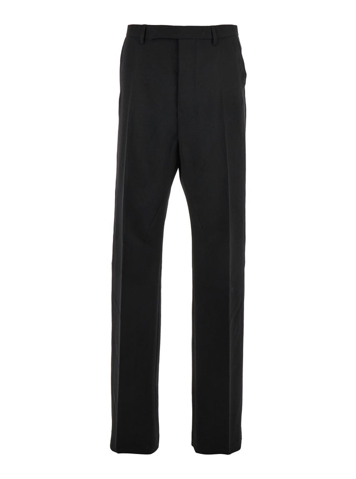 Geth Black Tailored Trousers With Belt Loops Wool Man