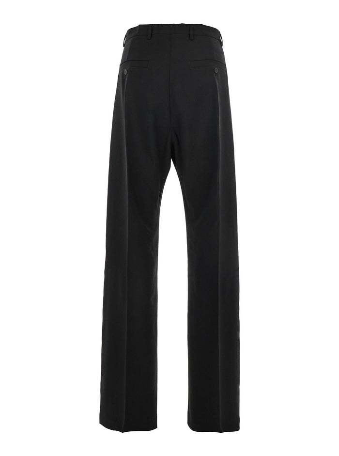 Geth Black Tailored Trousers With Belt Loops Wool Man