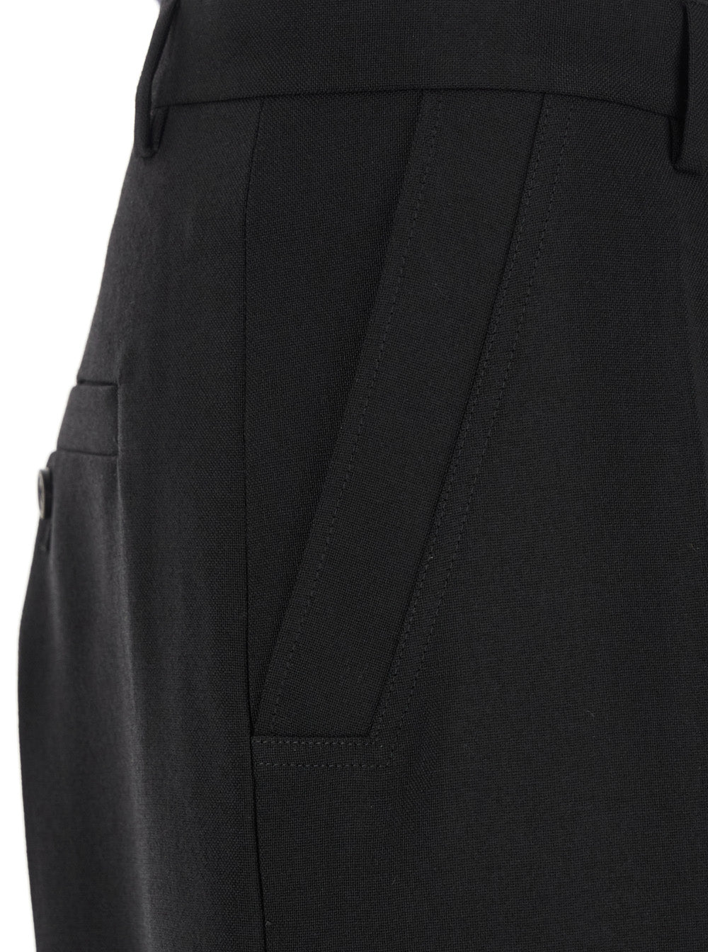 Geth Black Tailored Trousers With Belt Loops Wool Man