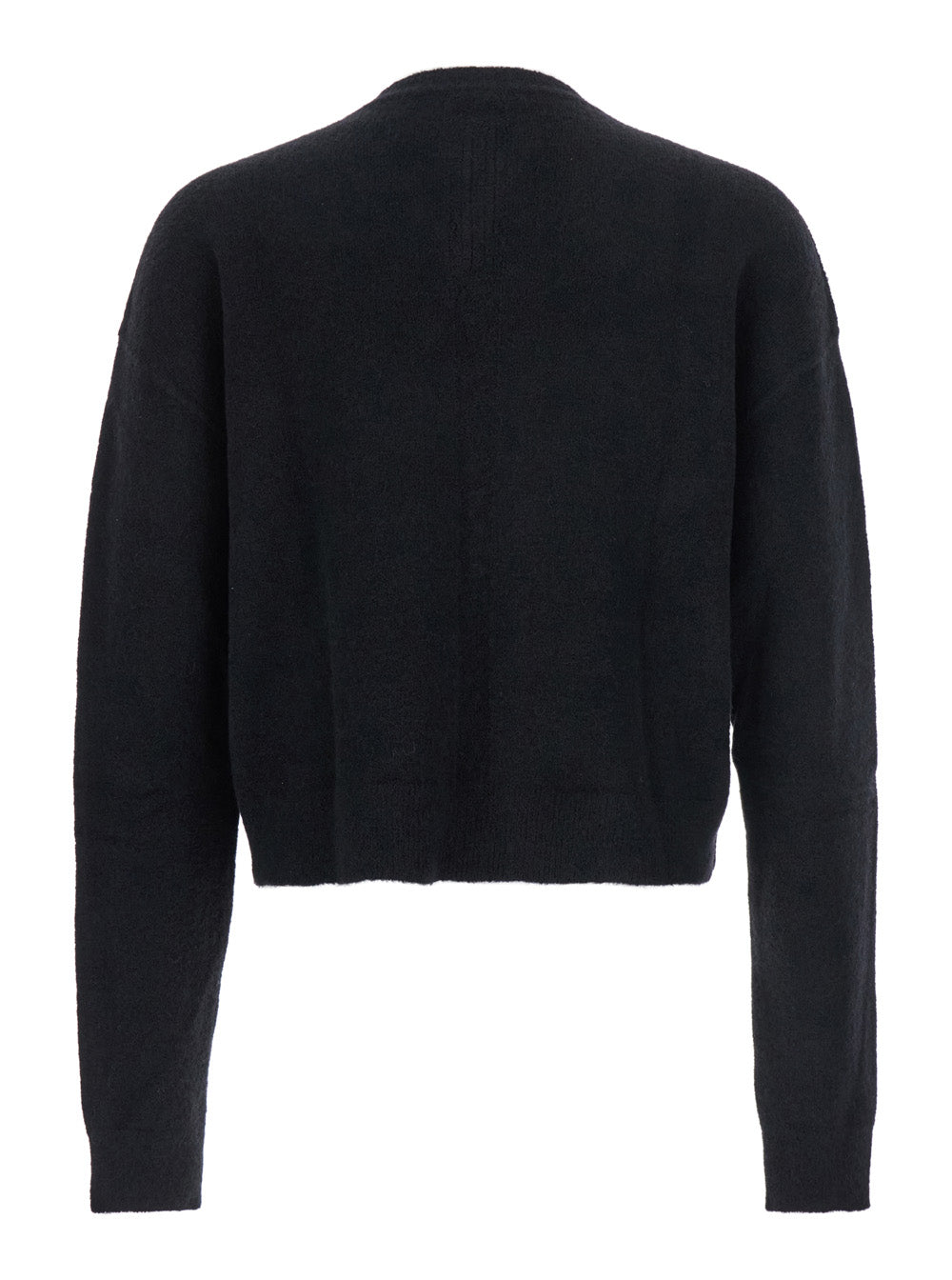 Black Sweater with V Neck and Dropped Shoulders in Wool Blend Man Alpaca Nylon Elastane Jersey