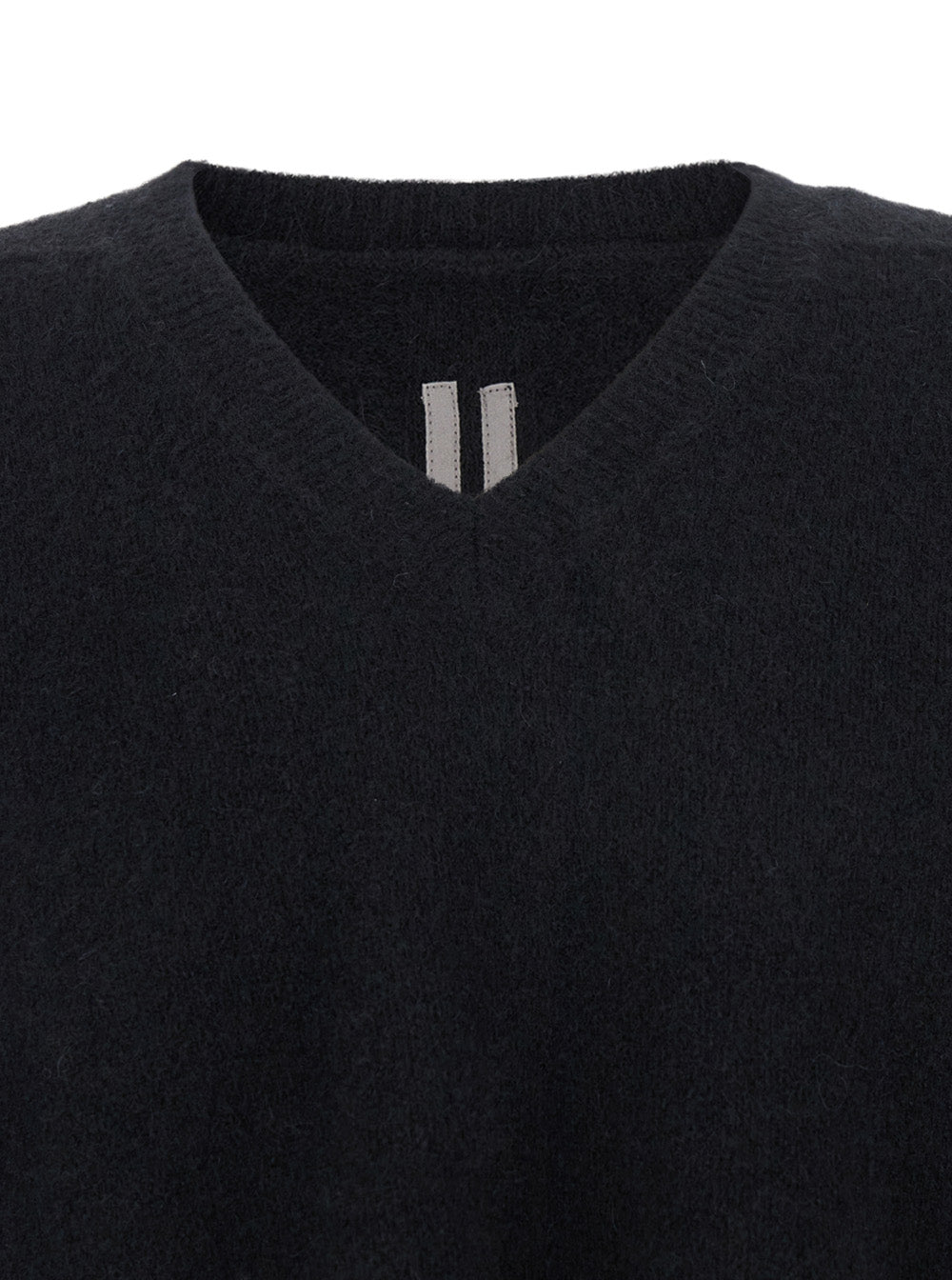 Black Sweater with V Neck and Dropped Shoulders in Wool Blend Man Alpaca Nylon Elastane Jersey