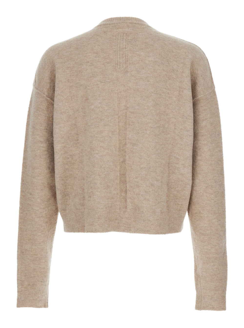 Beige Sweater with V Neck and Dropped Shoulders in Wool Blend Man Alpaca Nylon Elastane Jersey
